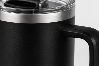 Personalized Stainless Steel Travel Mug with Handle – Custom Engraved Name
