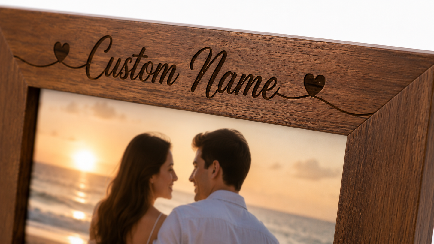 Personalized Wooden Photo Frame – Custom Engraved Name & Date Keepsake