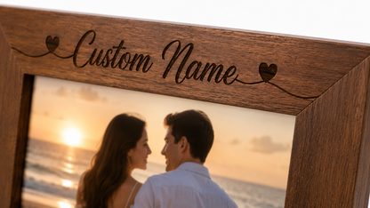 Personalized Wooden Photo Frame – Custom Engraved Name & Date Keepsake