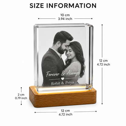 Personalized Crystal Photo Block – Custom Engraved Photo with LED Base