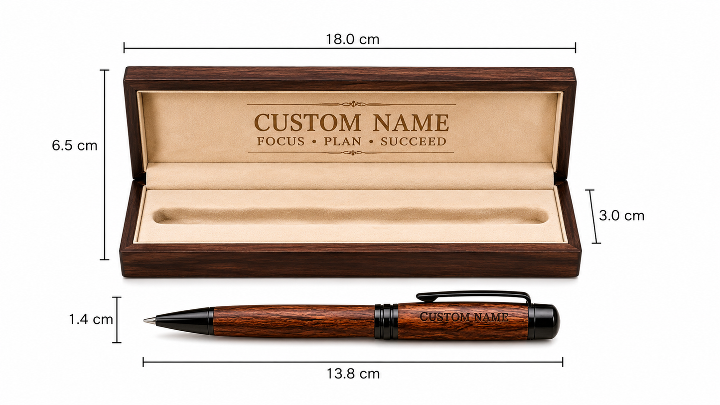 Personalized Wooden Pen & Gift Box Set – Custom Engraved Presentation Box