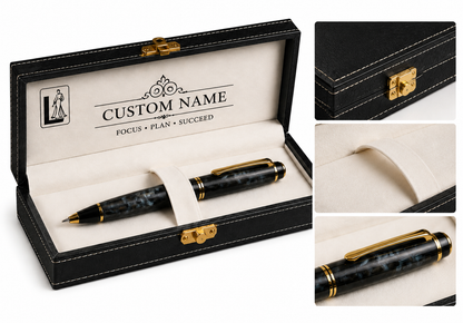 Luxury Black Marble Pen Gift Set – Custom Engraved Executive Pen Box