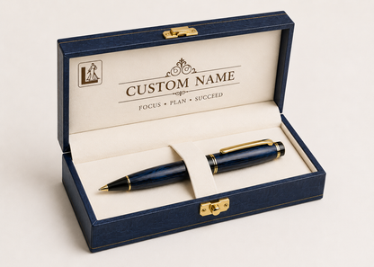 Luxury Blue Marble Pen Gift Set with Personalized Presentation Box