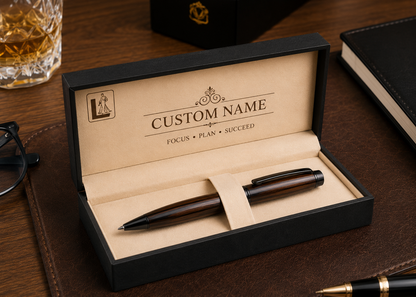 Luxury Ebony Wood Pen Gift Set with Matte Black Presentation Box