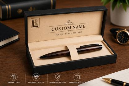 Luxury Ebony Wood Pen Gift Set with Matte Black Presentation Box