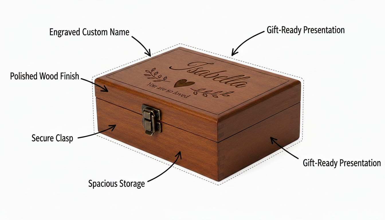 Personalized Wooden Keepsake Box – Custom Engraved Jewelry & Memory Storage