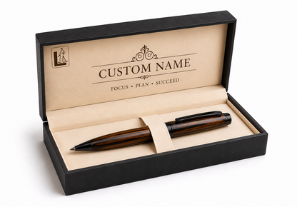 Luxury Ebony Wood Pen Gift Set with Matte Black Presentation Box