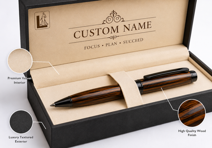 Luxury Ebony Wood Pen Gift Set with Matte Black Presentation Box