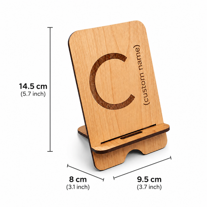 Personalized Wooden Phone Stand with Custom Engraved Monogram – Desk Phone Holder