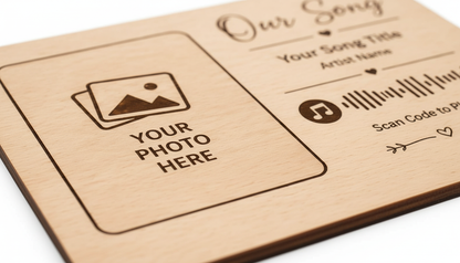 Personalized Wooden Music Plaque – Custom Engraved Song Code with Photo