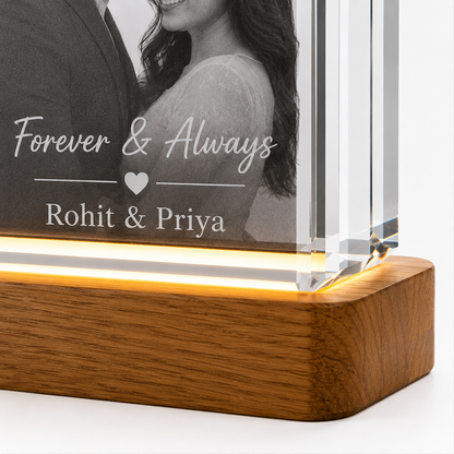 Personalized Crystal Photo Block – Custom Engraved Photo with LED Base