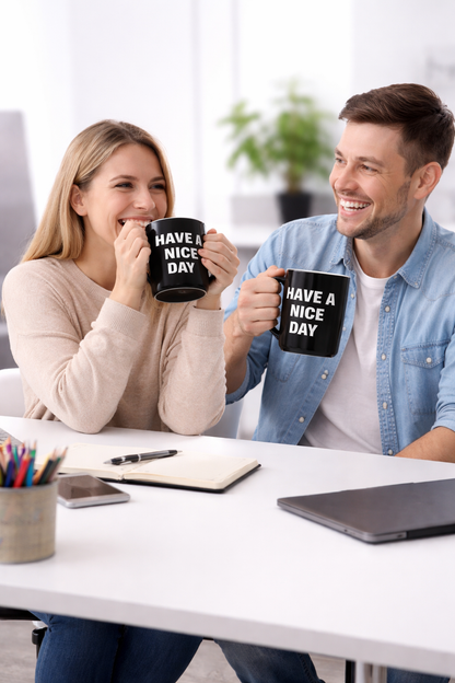Funny Middle Finger Coffee Mug – “Have a Nice Day” Ceramic Novelty Cup