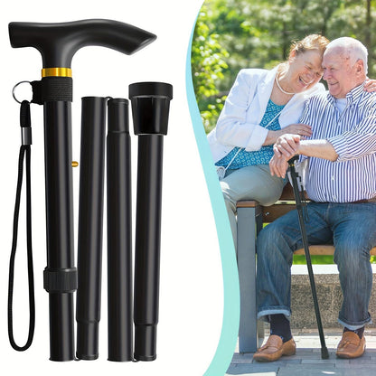 Foldable Adjustable Walking Stick for Elderly Men & Women – Folding Cane