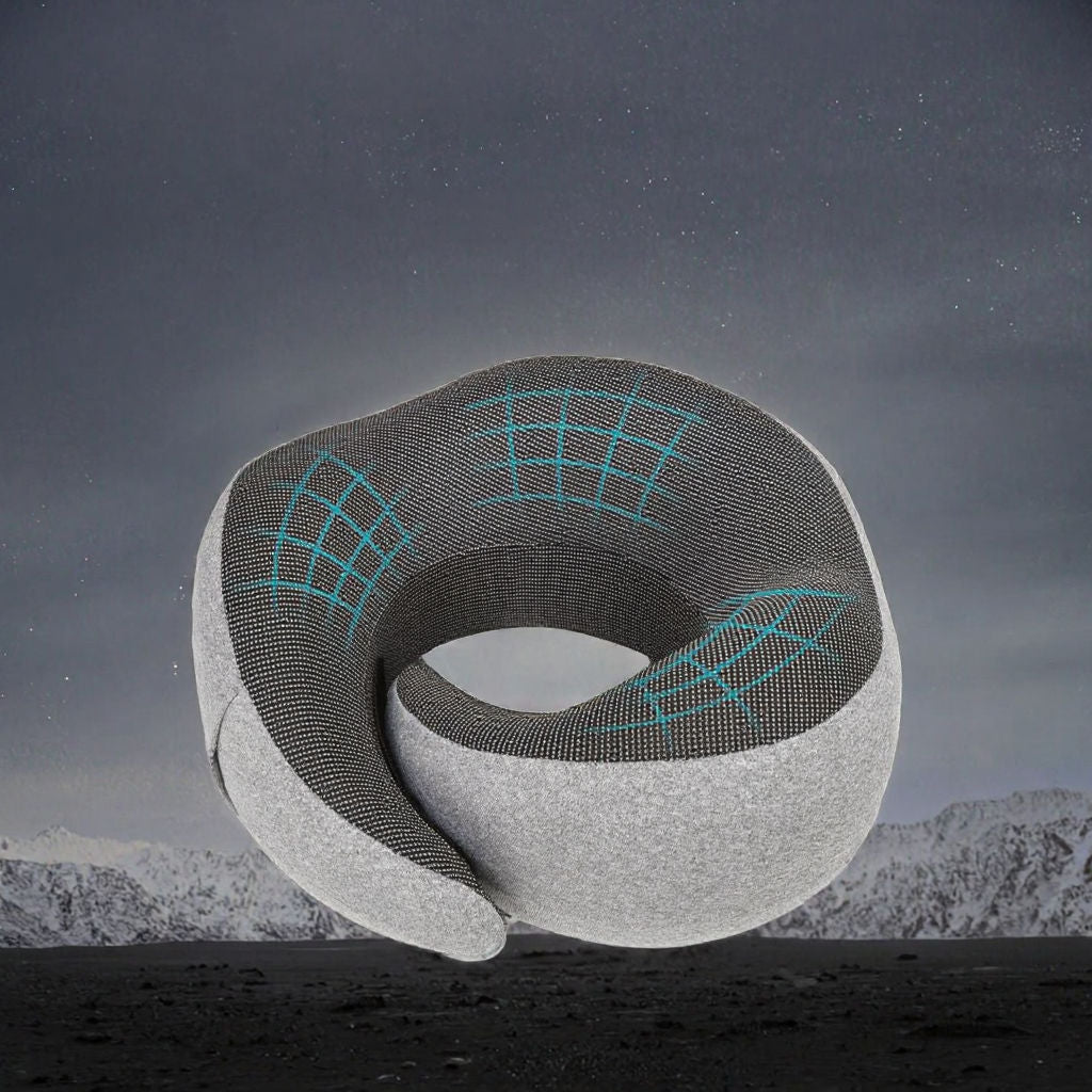 Foldable Travel Neck Pillow with Ergonomic Support for Airplane, Car and Train Journeys