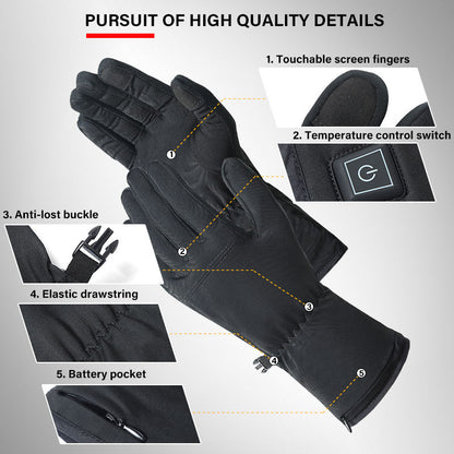 Ultra-Thin Rechargeable Electric Heating Gloves Polyester Ski Glove Liners with Heated Features