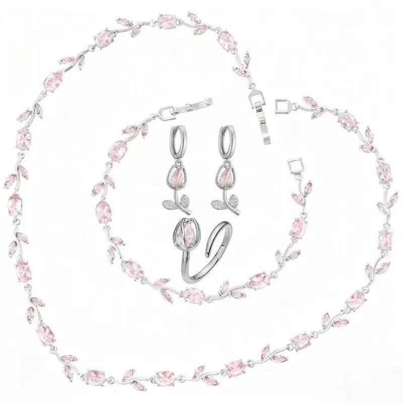 Hot Selling Glamorous Trendy Gold Plated Leaf Vine Jewelry Set For Wife - Anniversary Gift