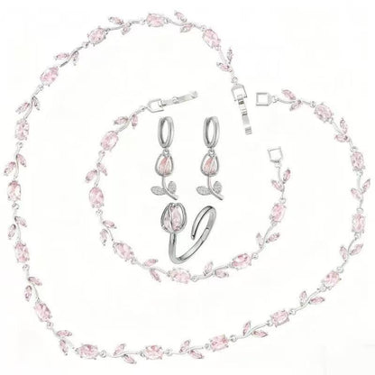 Hot Selling Glamorous Trendy Gold Plated Leaf Vine Jewelry Set For Wife - Anniversary Gift
