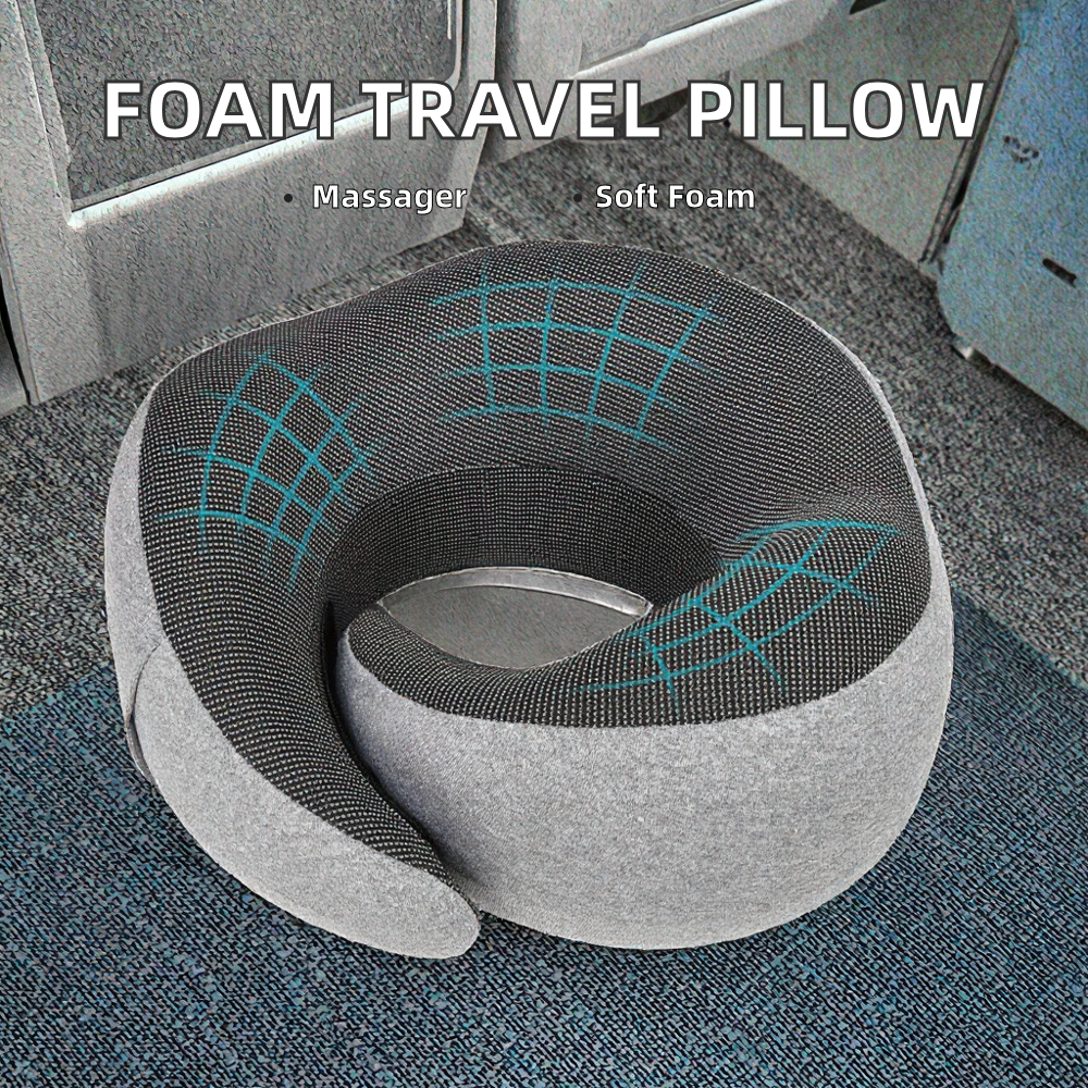 Foldable Travel Neck Pillow with Ergonomic Support for Airplane, Car and Train Journeys
