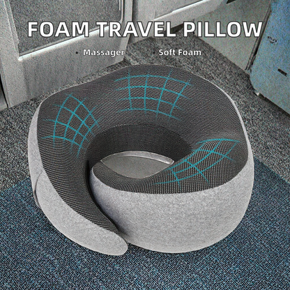 Foldable Travel Neck Pillow with Ergonomic Support for Airplane, Car and Train Journeys