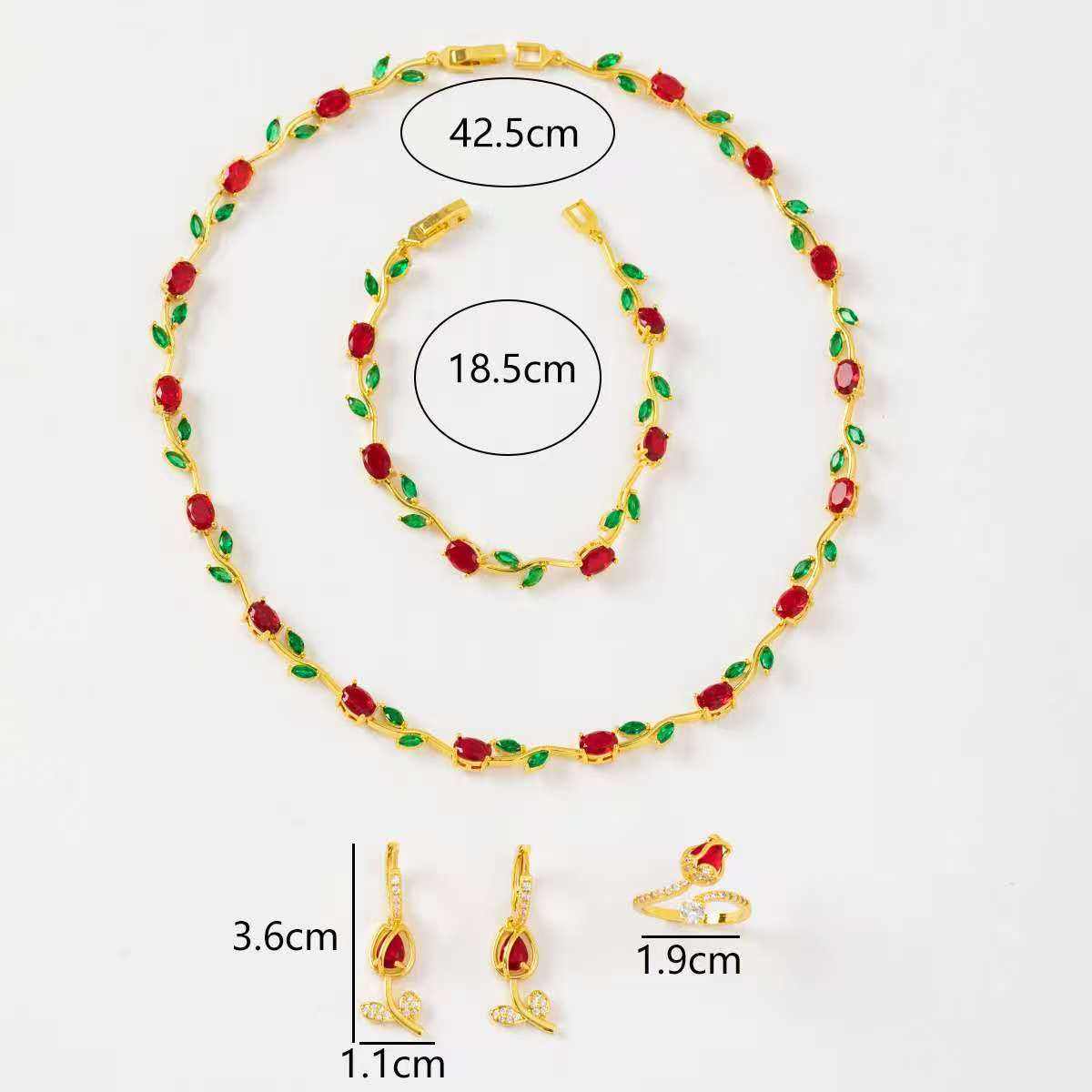 Hot Selling Glamorous Trendy Gold Plated Leaf Vine Jewelry Set For Wife - Anniversary Gift
