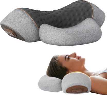 Heated Vibration Memory Foam Neck Pillow Neck Hump Traction Massager Ergonomic Support