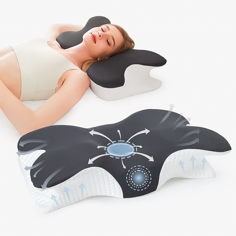 Ergonomic Butterfly Contour Memory Foam Pillow for Sleeping Breathable Neck Cushion
