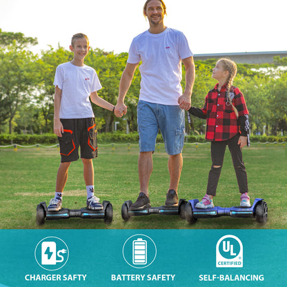 Self-Balancing Electric Hoverboard with LED Lights and Bluetooth Speaker