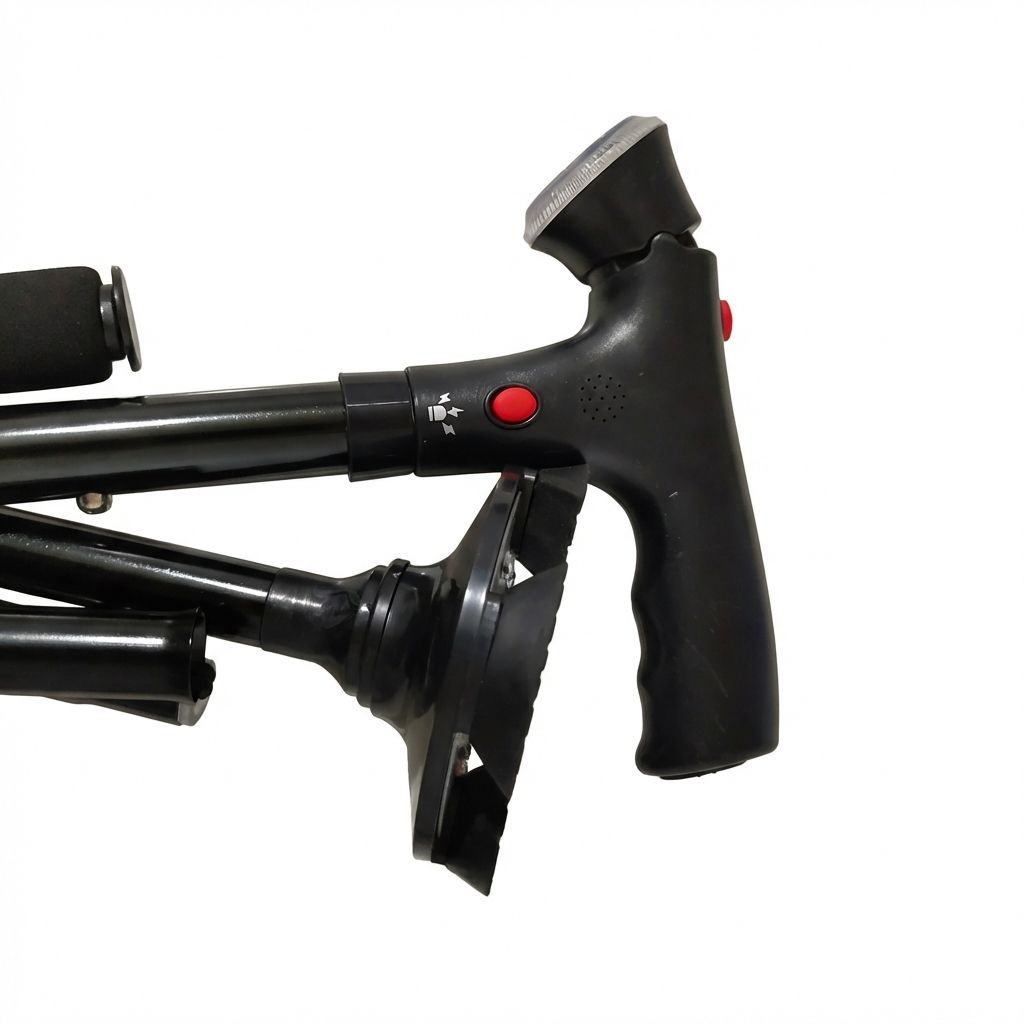 Foldable Adjustable Walking Stick with LED Light & Alarm – Walking Cane for Elderly Men and Women