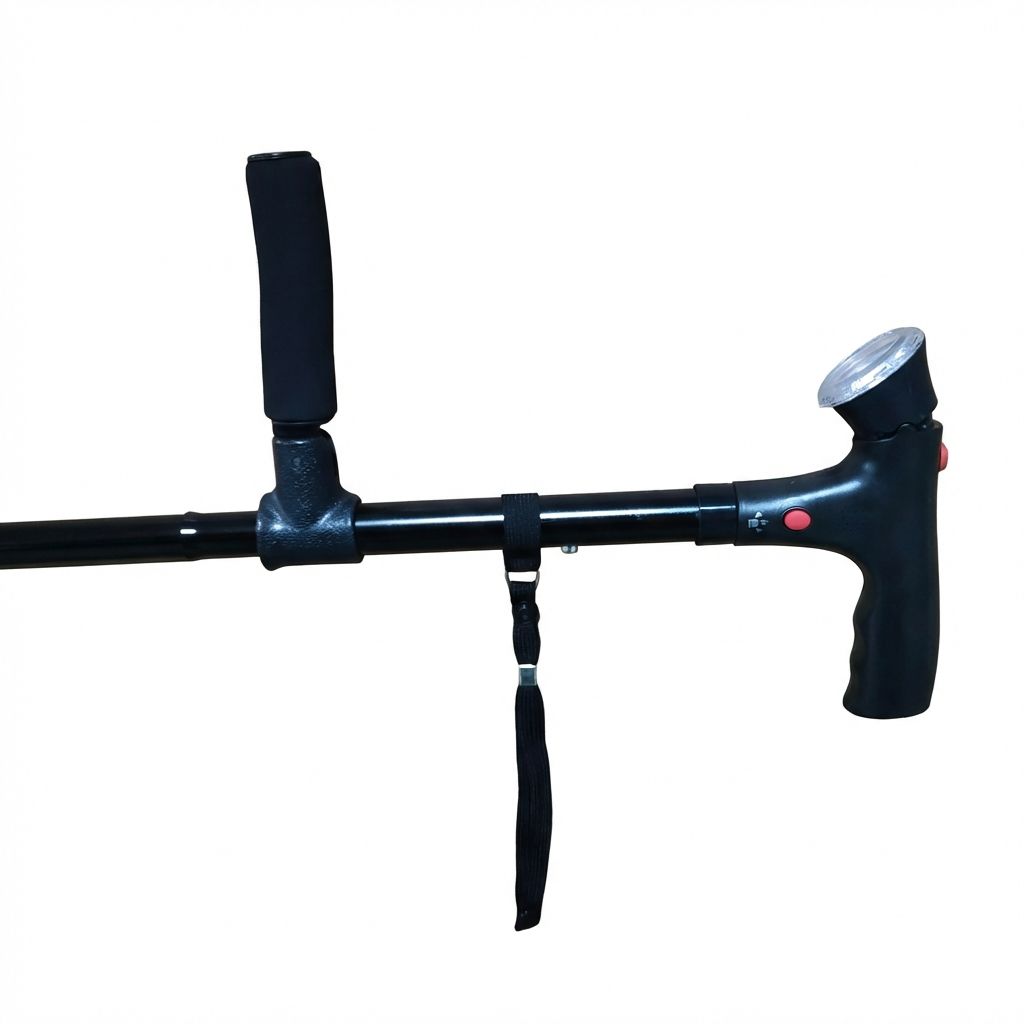Foldable Adjustable Walking Stick with LED Light & Alarm – Walking Cane for Elderly Men and Women