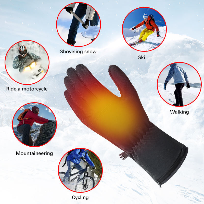 Ultra-Thin Rechargeable Electric Heating Gloves Polyester Ski Glove Liners with Heated Features