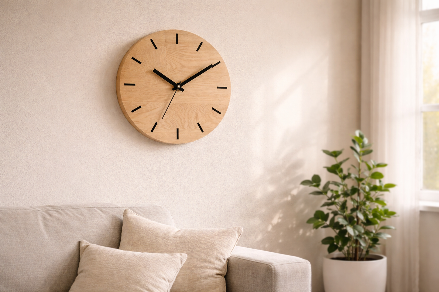 Minimalist Wooden Wall Clock – Silent Quartz Modern Home Decor