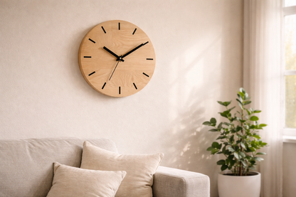 Minimalist Wooden Wall Clock – Silent Quartz Modern Home Decor