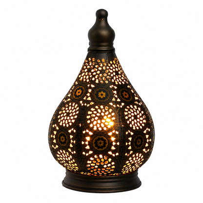 Moroccan Metal Table Lantern Lamp Retro Battery LED