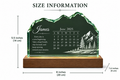 Personalized Crystal Calendar Plaque – Custom Engraved LED Wooden Base