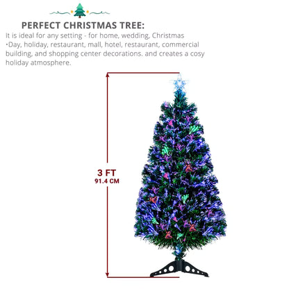 90cm White Fibre Optic Christmas Tree with Star Top – Colour-Changing LED Mini Christmas Tree