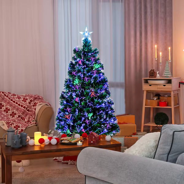 90cm White Fibre Optic Christmas Tree with Star Top – Colour-Changing LED Mini Christmas Tree