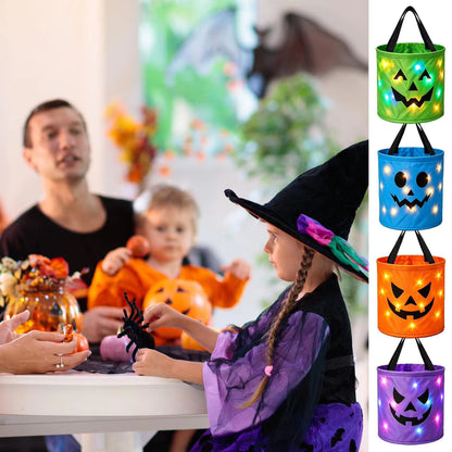 LED Light Up Lights Halloween Candy Bags Gift Suitable For Trick Or Treating Parties Buckets Holiday