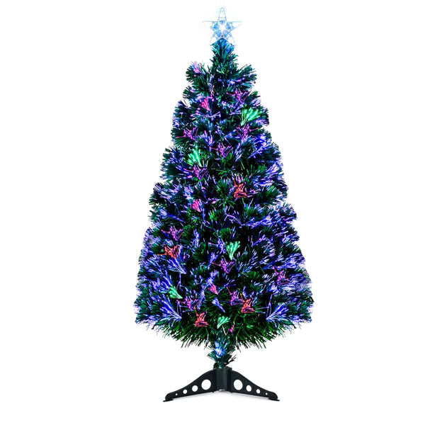 90cm White Fibre Optic Christmas Tree with Star Top – Colour-Changing LED Mini Christmas Tree