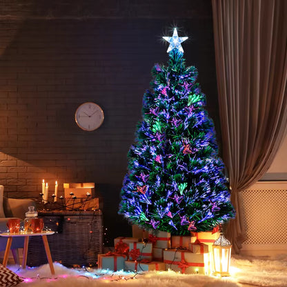 90cm White Fibre Optic Christmas Tree with Star Top – Colour-Changing LED Mini Christmas Tree