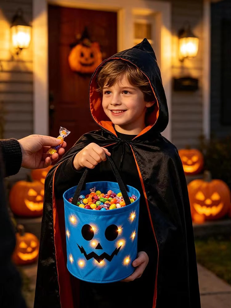 LED Light Up Lights Halloween Candy Bags Gift Suitable For Trick Or Treating Parties Buckets Holiday