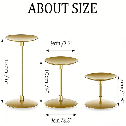 Set of 3 Metal Pillar Candle Holders For Table Decor