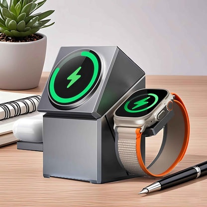 3-in-1 Fast Wireless Charging Station – 30W Magnetic Charging Dock