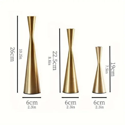 Gold Metal Slim Waist Candle Holders For Home Decor