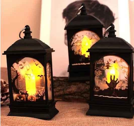 Portable Pumpkin Ghost Castle Lantern Lamp Hanging LED Jack-O-Lanterns Halloween Decoration Party Flame Haunted House