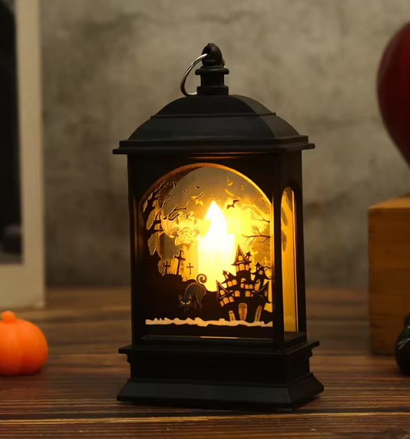 Portable Pumpkin Ghost Castle Lantern Lamp Hanging LED Jack-O-Lanterns Halloween Decoration Party Flame Haunted House