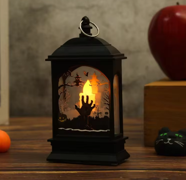 Portable Pumpkin Ghost Castle Lantern Lamp Hanging LED Jack-O-Lanterns Halloween Decoration Party Flame Haunted House