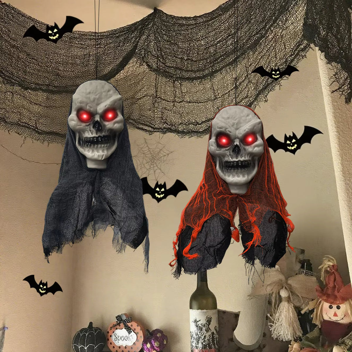 Halloween Decorations Party Hanging Skull Skeleton Ghost Ornament Horror Props Haunted Home Decoration