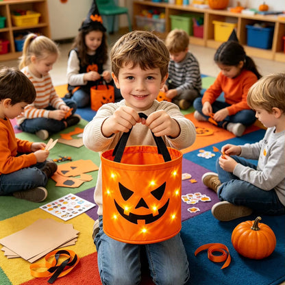 LED Light Up Lights Halloween Candy Bags Gift Suitable For Trick Or Treating Parties Buckets Holiday