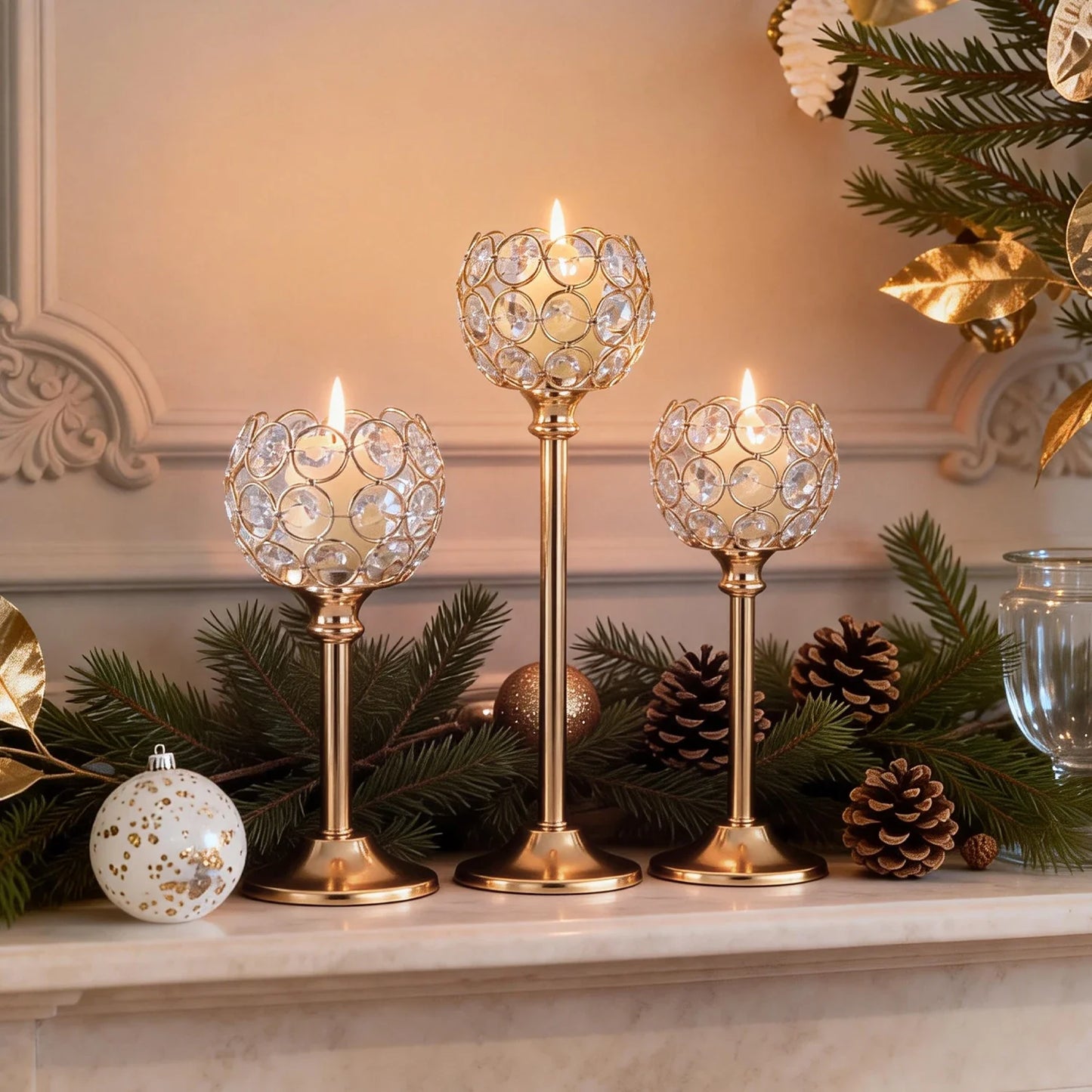 Glass Tealight Candle Holder – Elegant Metal Stand