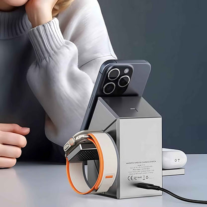 3-in-1 Fast Wireless Charging Station – 30W Magnetic Charging Dock